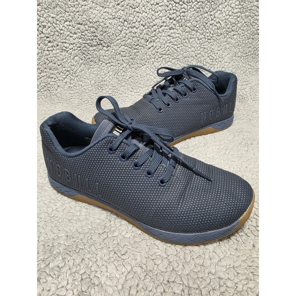 Nobull Shoes Mens 7.5  Womens 9 Blue Black Logo‎ Gum Sole Trainer Super Fabric